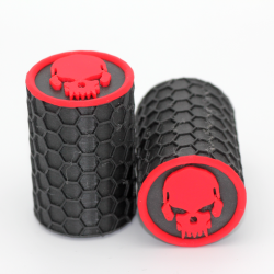 Set - 2x Totenkopf Rot - Sturzpad mit Wabenmuster