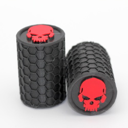 Set - 2x Totenkopf Rot (ohne Ring) - Sturzpad mit Wabenmuster